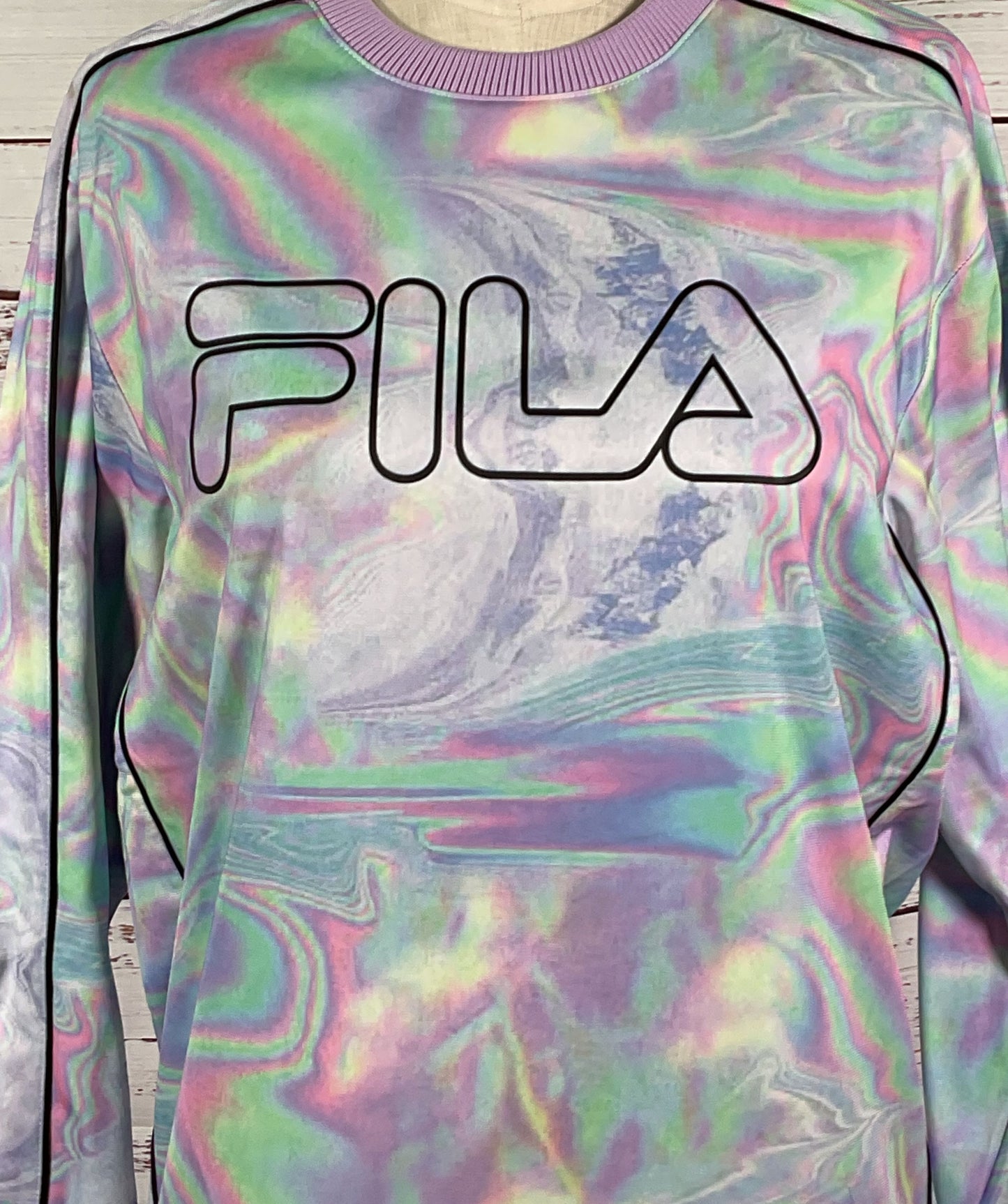 Fila Men's Iridescent Fleece Ridge Crew Sweatshirt Multicolor M