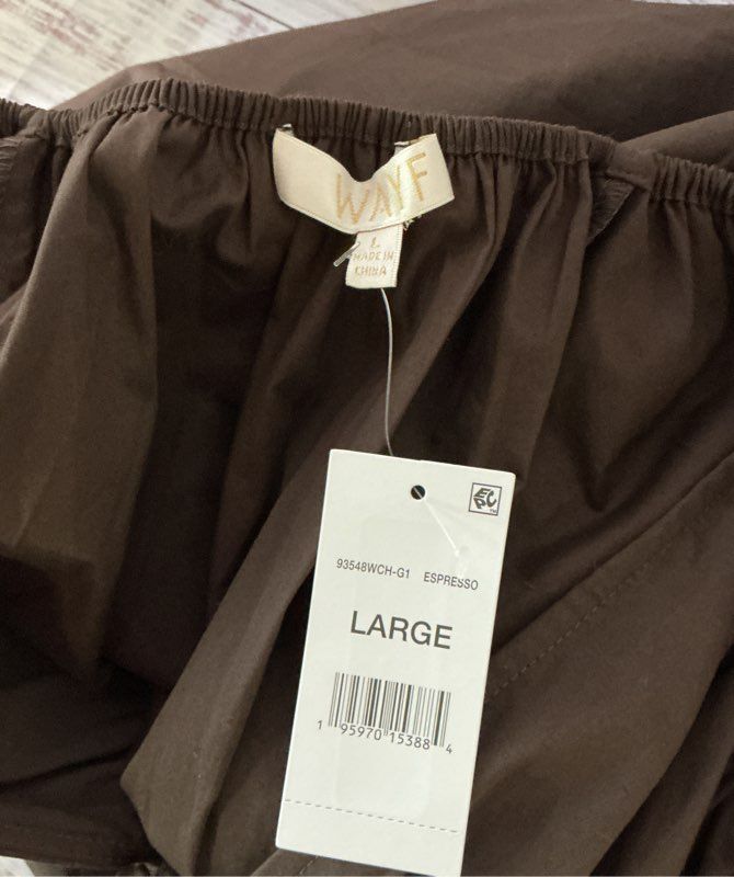 NWT Wayf Brown Leighton Poplin Mini Dress Size L