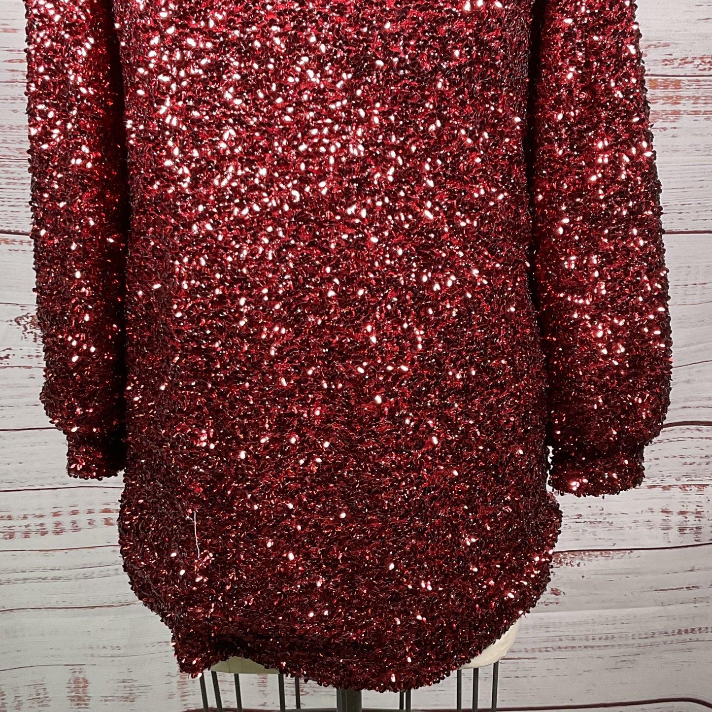 SEZANE Women's Cocktail Sequin Long Sleeve Mini Pullover Dress- SZ 34