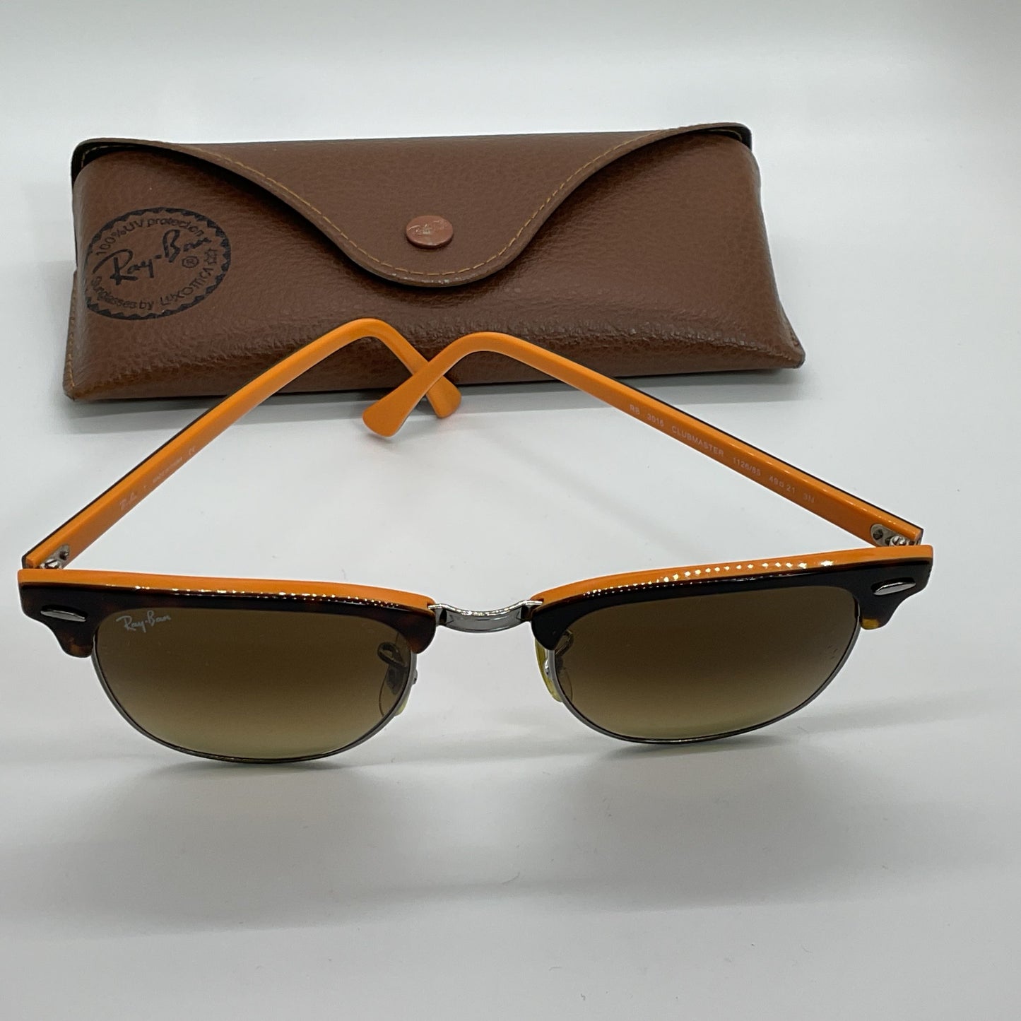 RAY-BAN RB3016 1126/85 Clubmaster Women's Orange Sunglasses with Case 49[ ]21