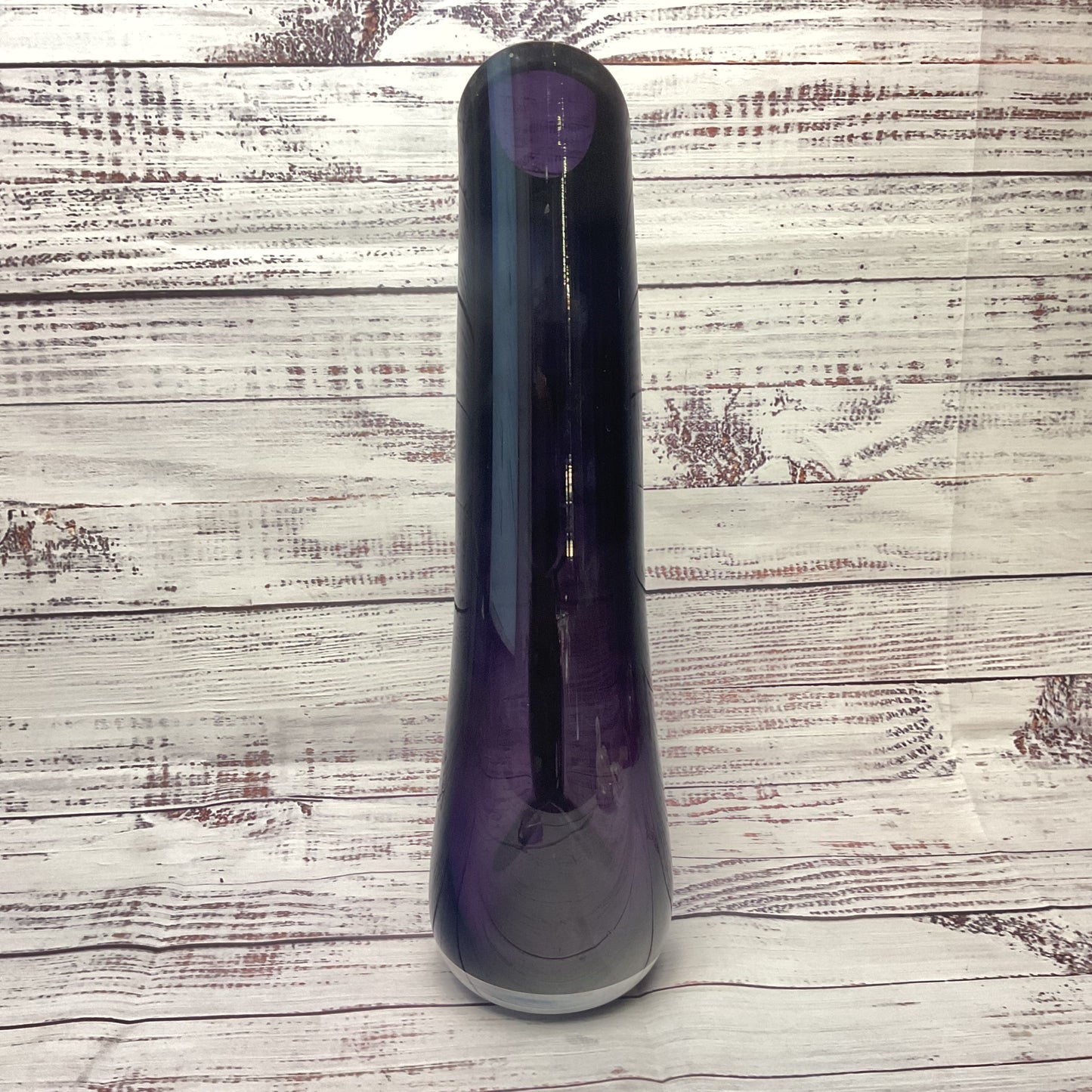 Bombay Company Purple And Clear Crystal Art Glass Vase 14"