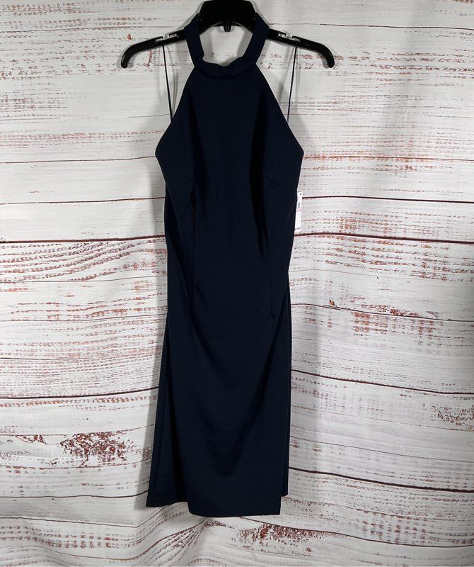 NWT Alex & Eve Navy Blue Halter Dress Size 6 Retail $179