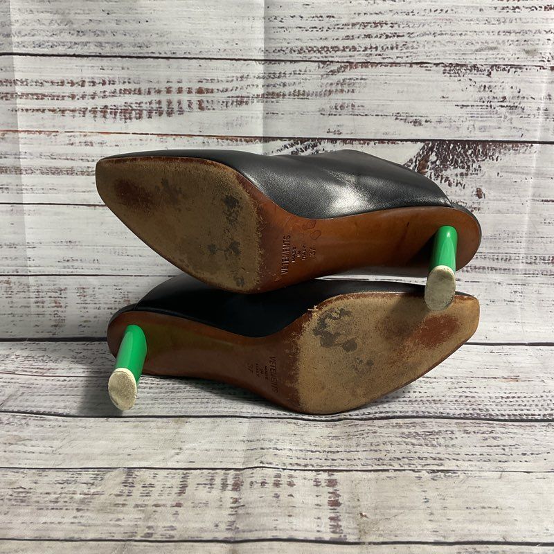Vetements Green Lighter Heel Black Leather Mule Heel Women's Size 7 Shoes