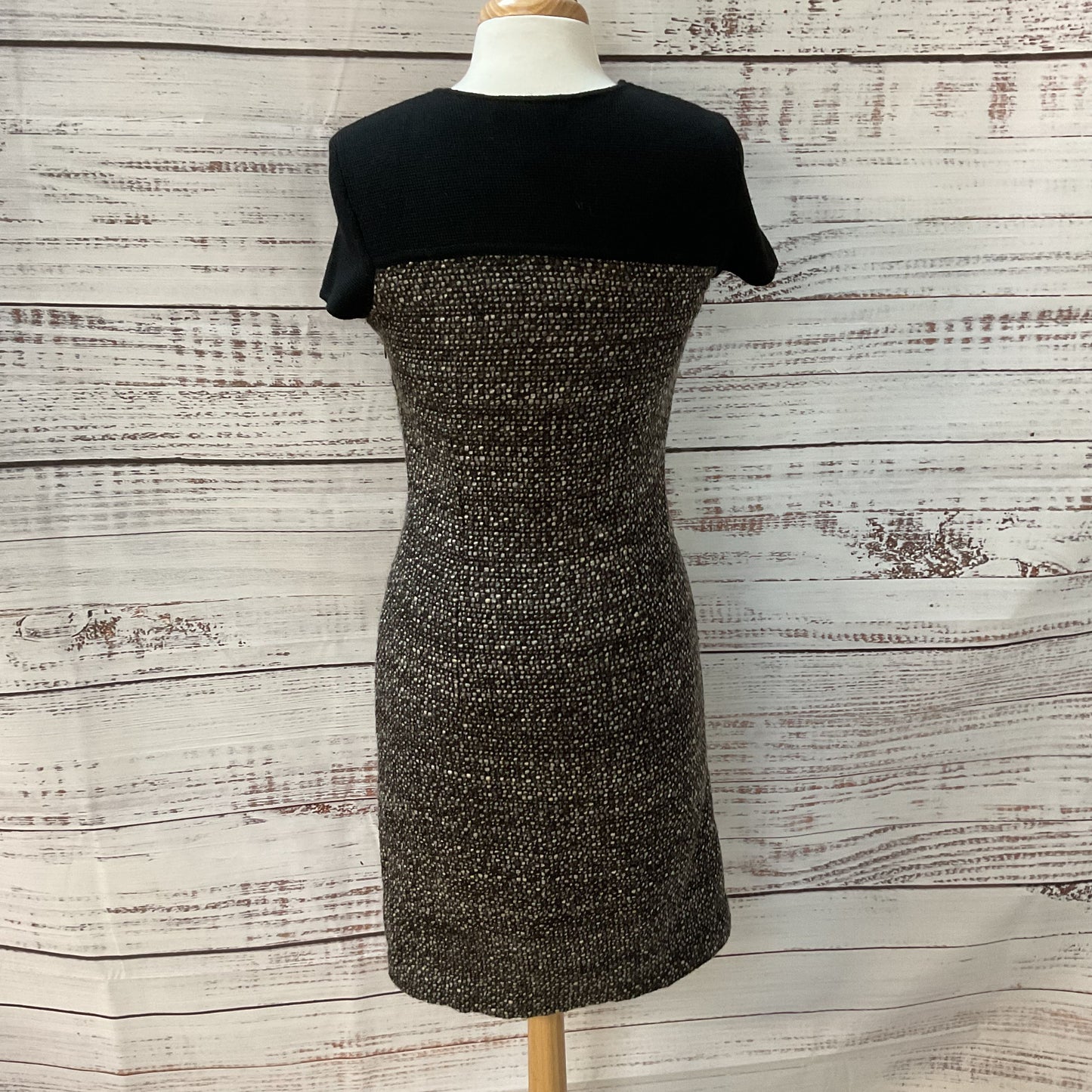 Brooks Brothers Boucle Wool Blend Tweed Brown Grey Dress - Size 2