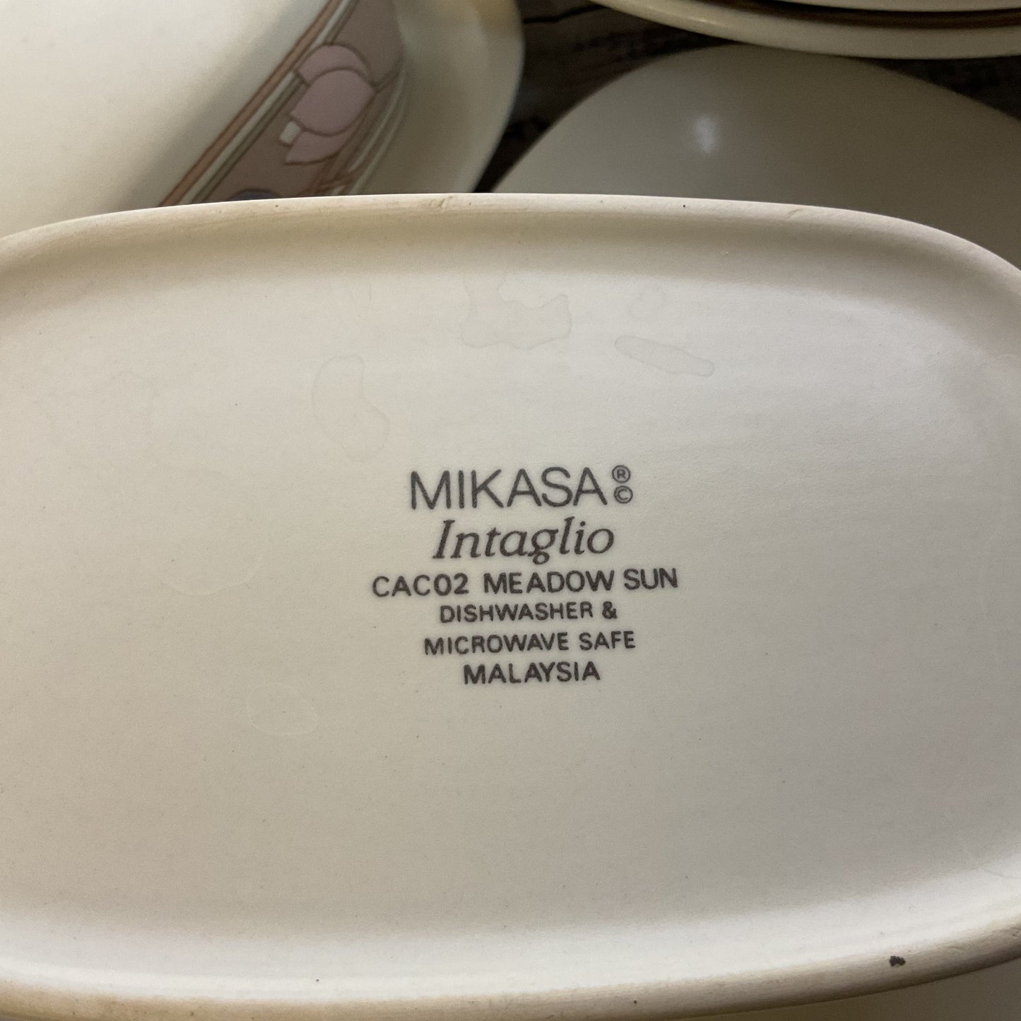 60pc. VTG. MIKASA Intaglio CAC02 Meadow Sun Dinnerware & Serving Pieces