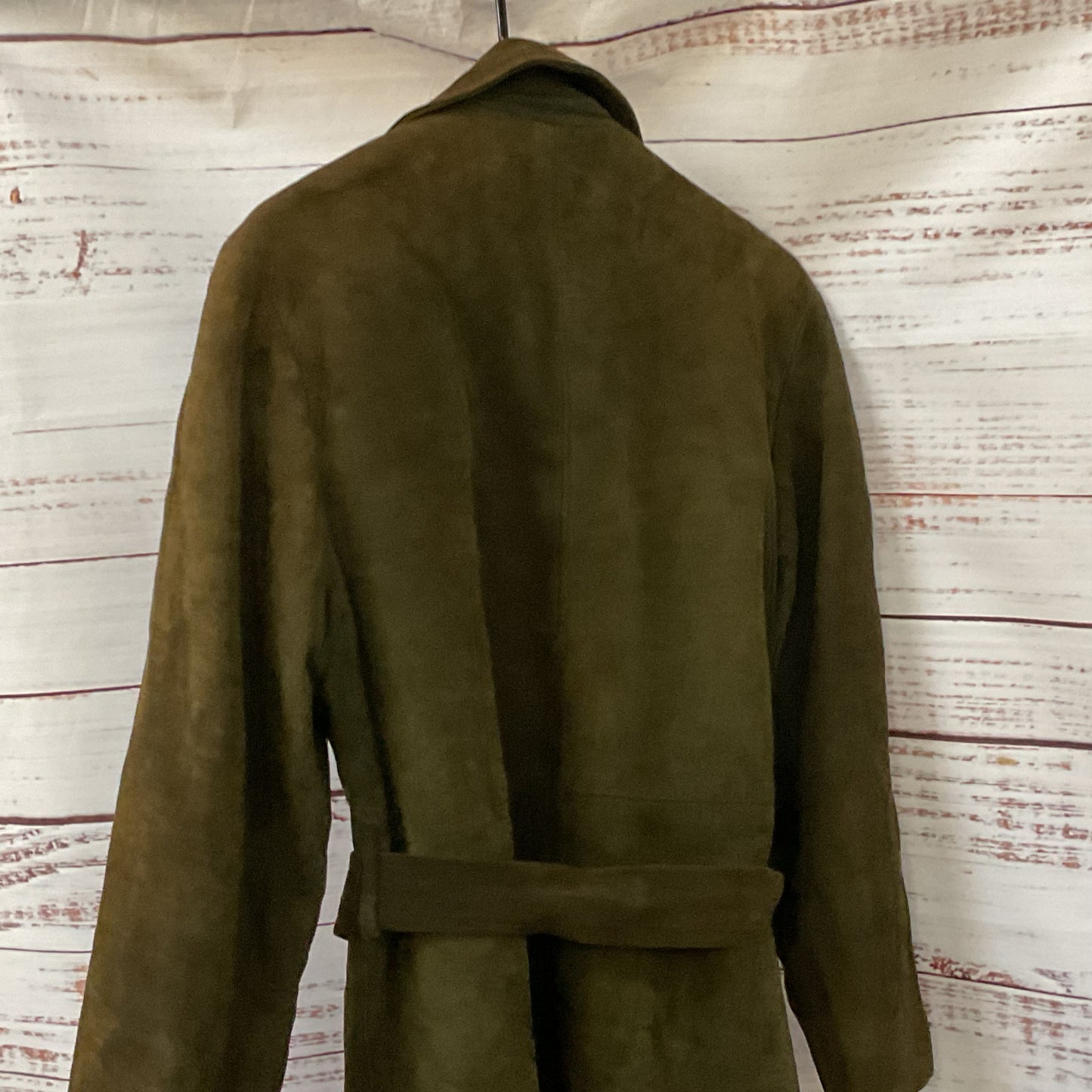 VTG. BONWIT TELLER Men's Brown/Green Suede Trench Coat- SEE MEASUREMENTS