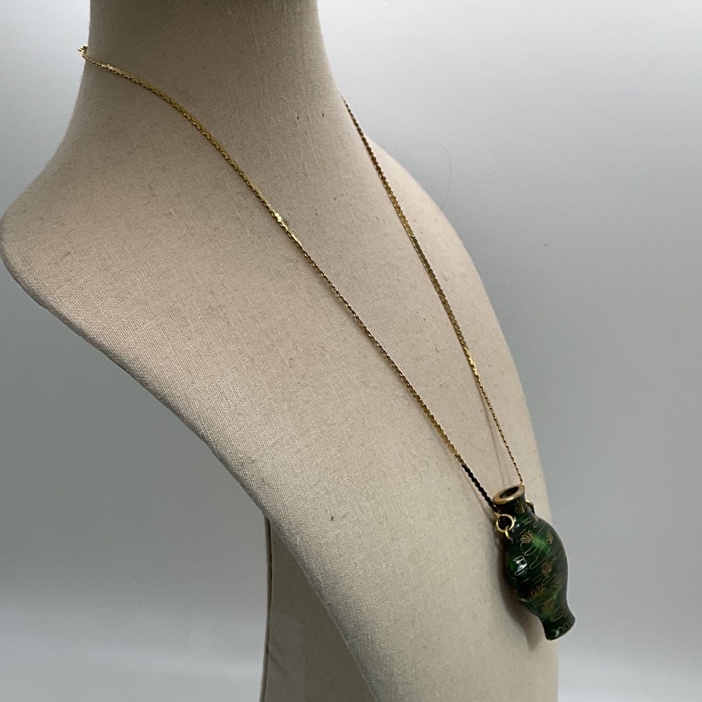 MONET Cloisonne Snuff Bottle Pendant 19" Chain Necklace (MISSING TOP)