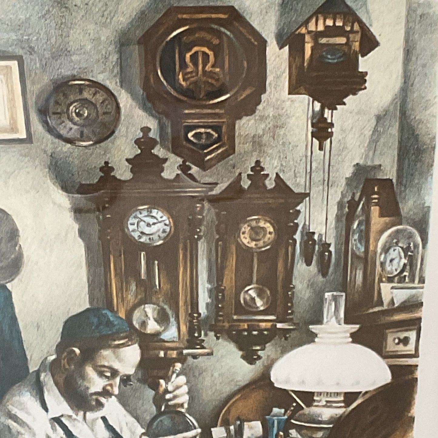 Signed & Numbered 82/200 ITZHAK HOLTZ Watchmaker Original Color Lithograph