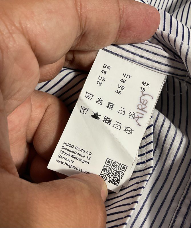 Hugo Boss Men's Slim Fit Striped Dress Button Shirt Size 18 US / 46