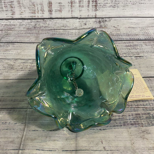 NWT Fenton Green Carnival Glass Bell Handmade Collectible Decor