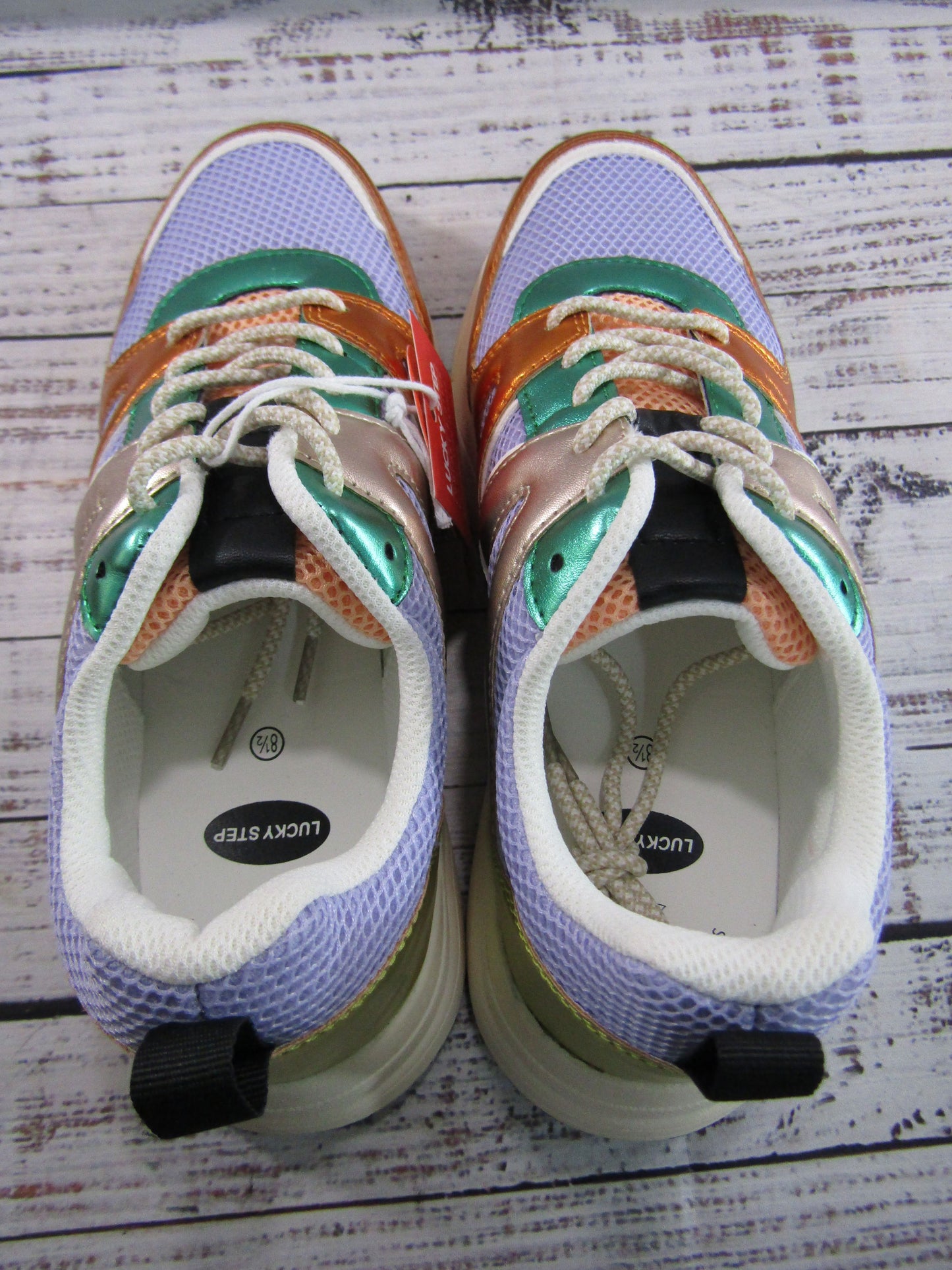 Lucky Step Women's Multi-Color Faux Leather Sneakers Size 8.5