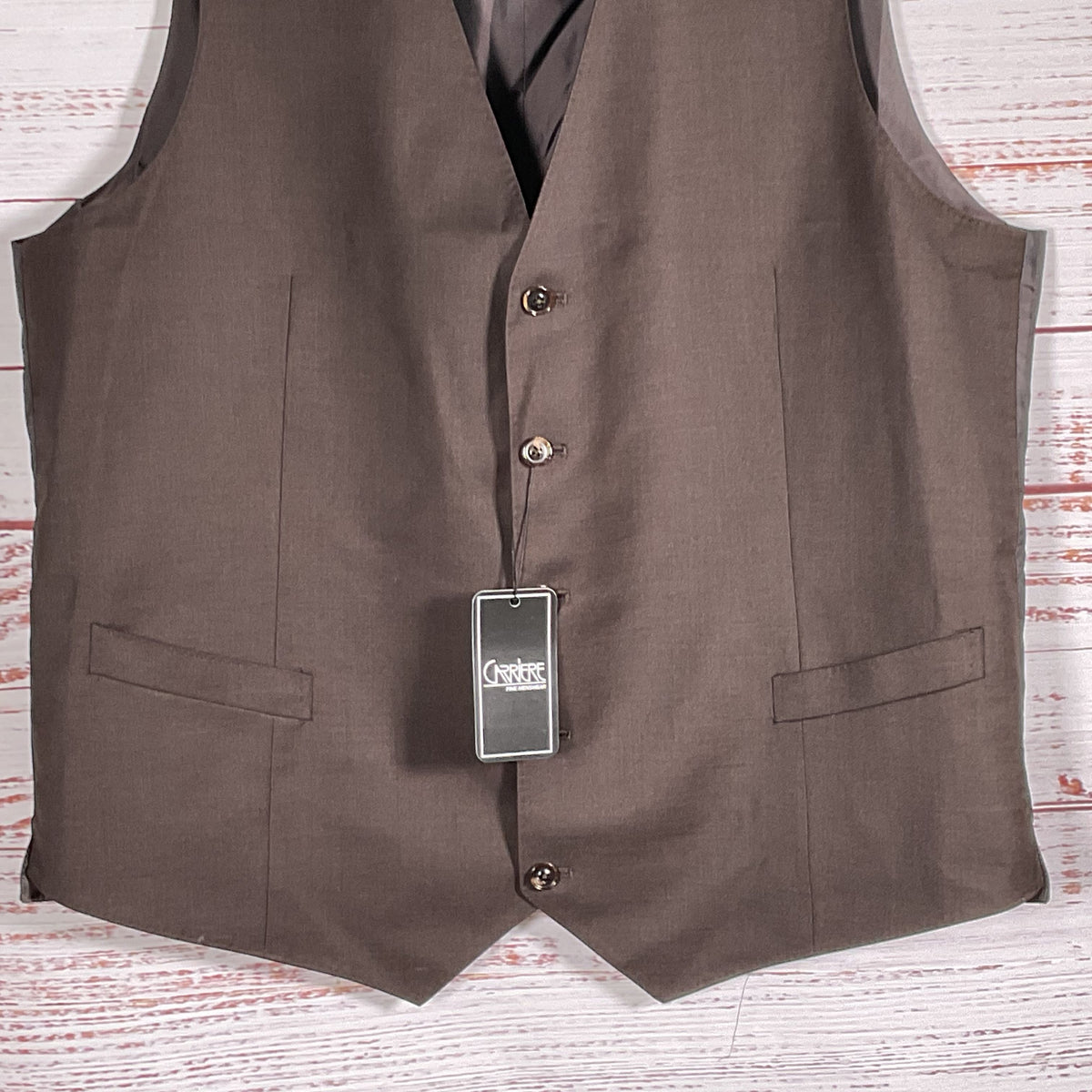 NWT CARRIERE Menswear Men's Brown Cotton Dress Vest- SZ L