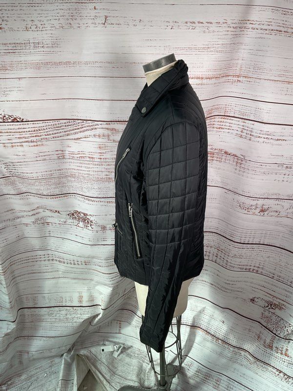 Diesel Women's Biker Black Puffer Jacket Size XXL Inner Wolf Print