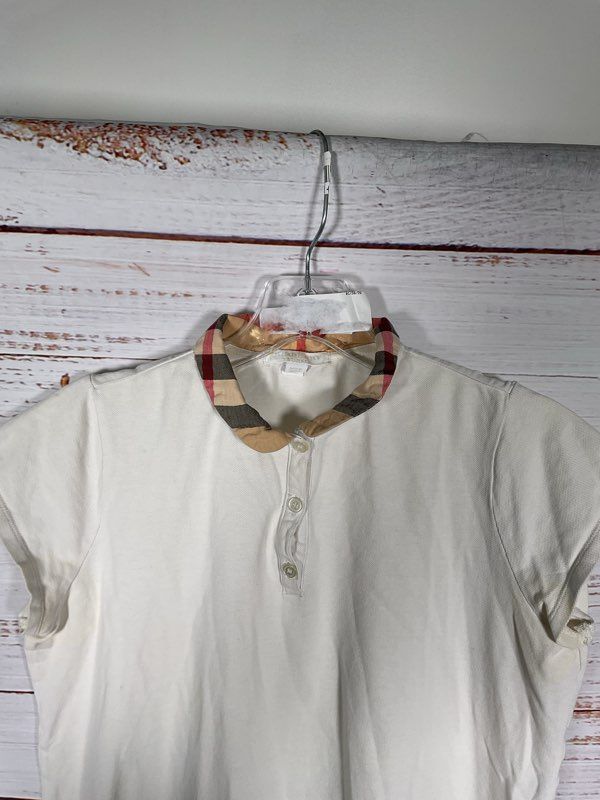 Burberry Boys White Polo Nova Check Collared Short Sleeve Shirt Size 14Y