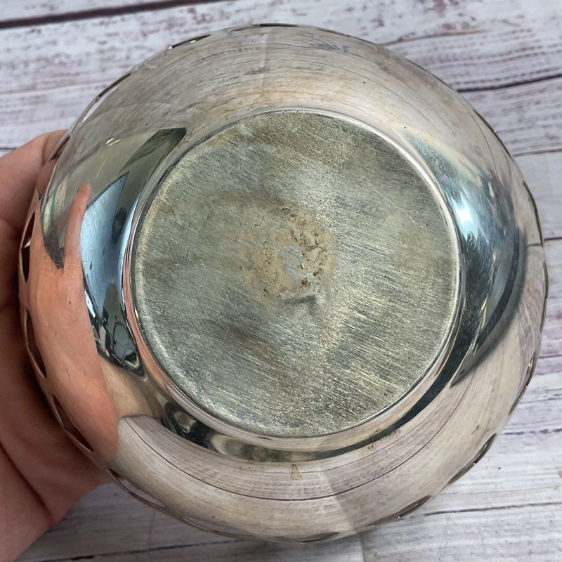 National Silver Co. Heart Cut Out 5" Silver Plated Decorative Bowl