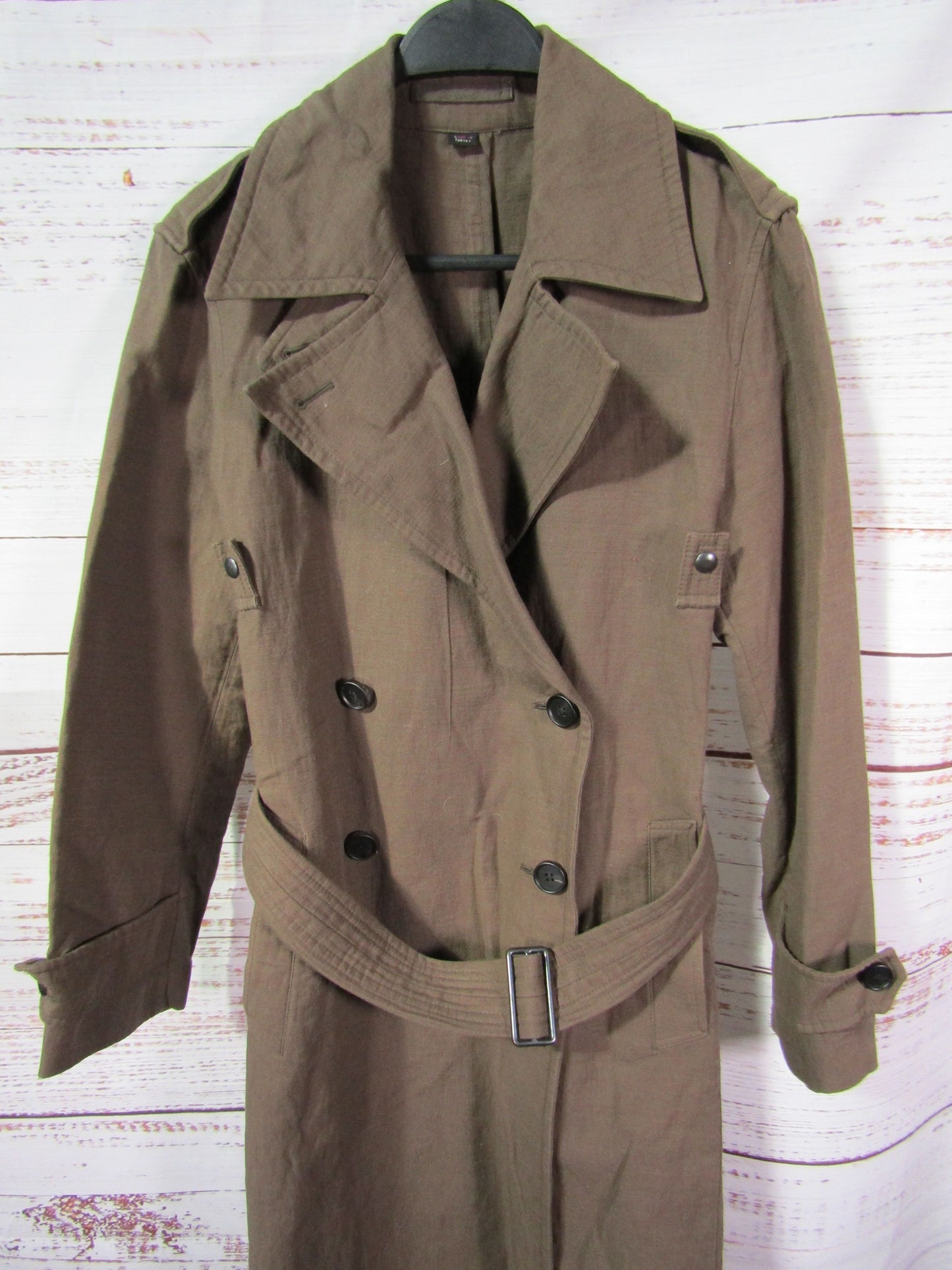Allsaints Lia Mac Women's Green Double Breasted Trench Coat Size 00