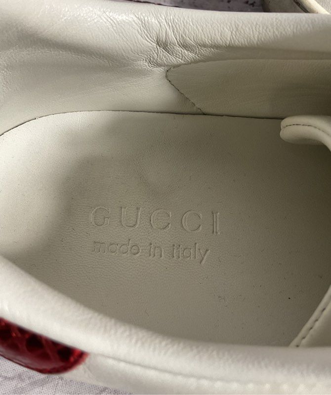 Gucci GG ACE 429446 Men's Sneakers White Leather Size 11 US/44.5 Bee Embroidered