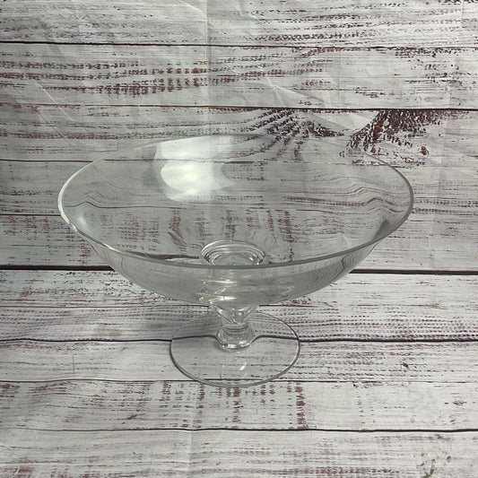 Tiffany & Co 10" Clear Glass Pedestal Serving Bowl