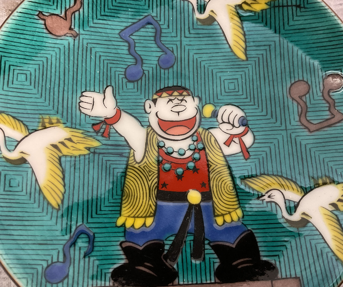 Kutani Yaki Doraemon Set of 2 Small Porcelain Plates Multicolor