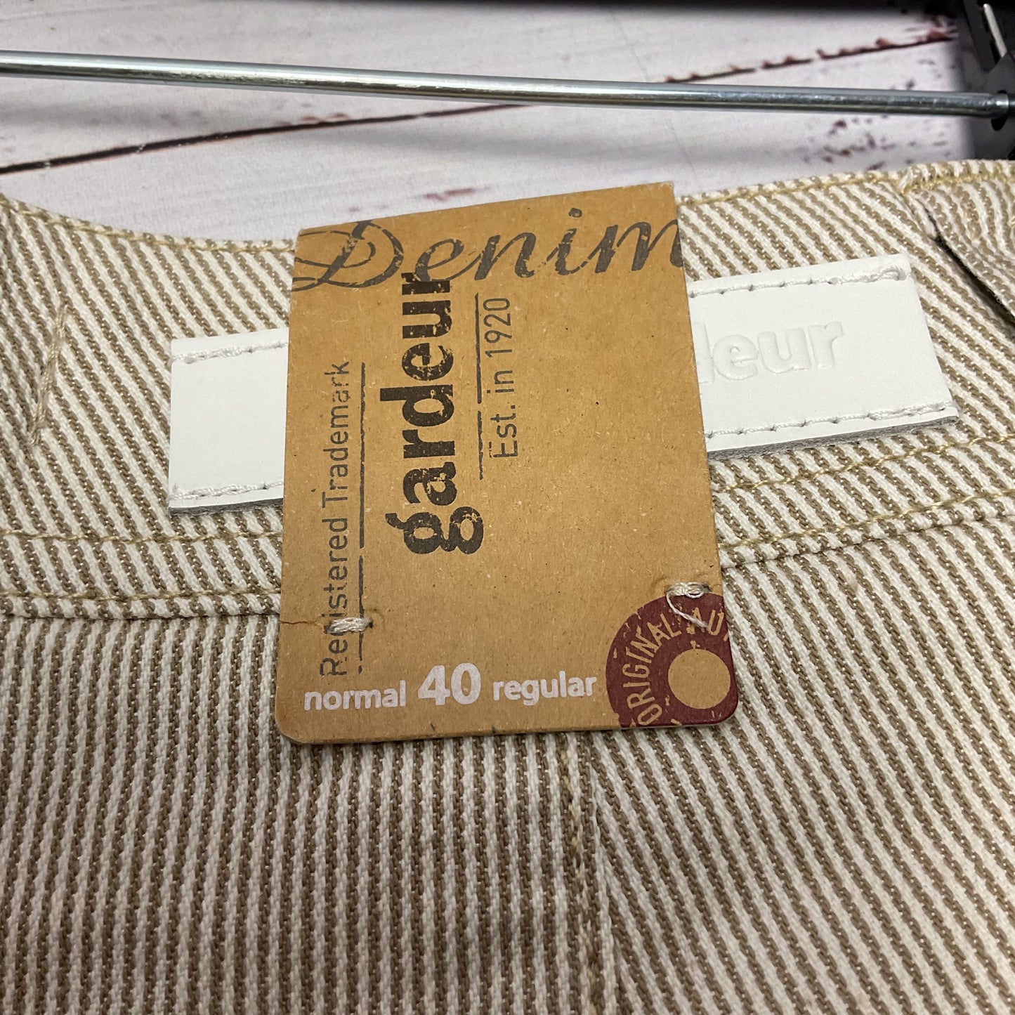 Gardeur Denim Brown White Stripe Slim Pants - Size 10 New