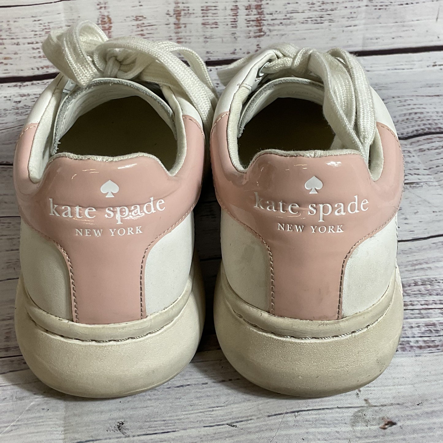 KATE SPADE Women's White & Pink Leather Sneakers- SZ 7B