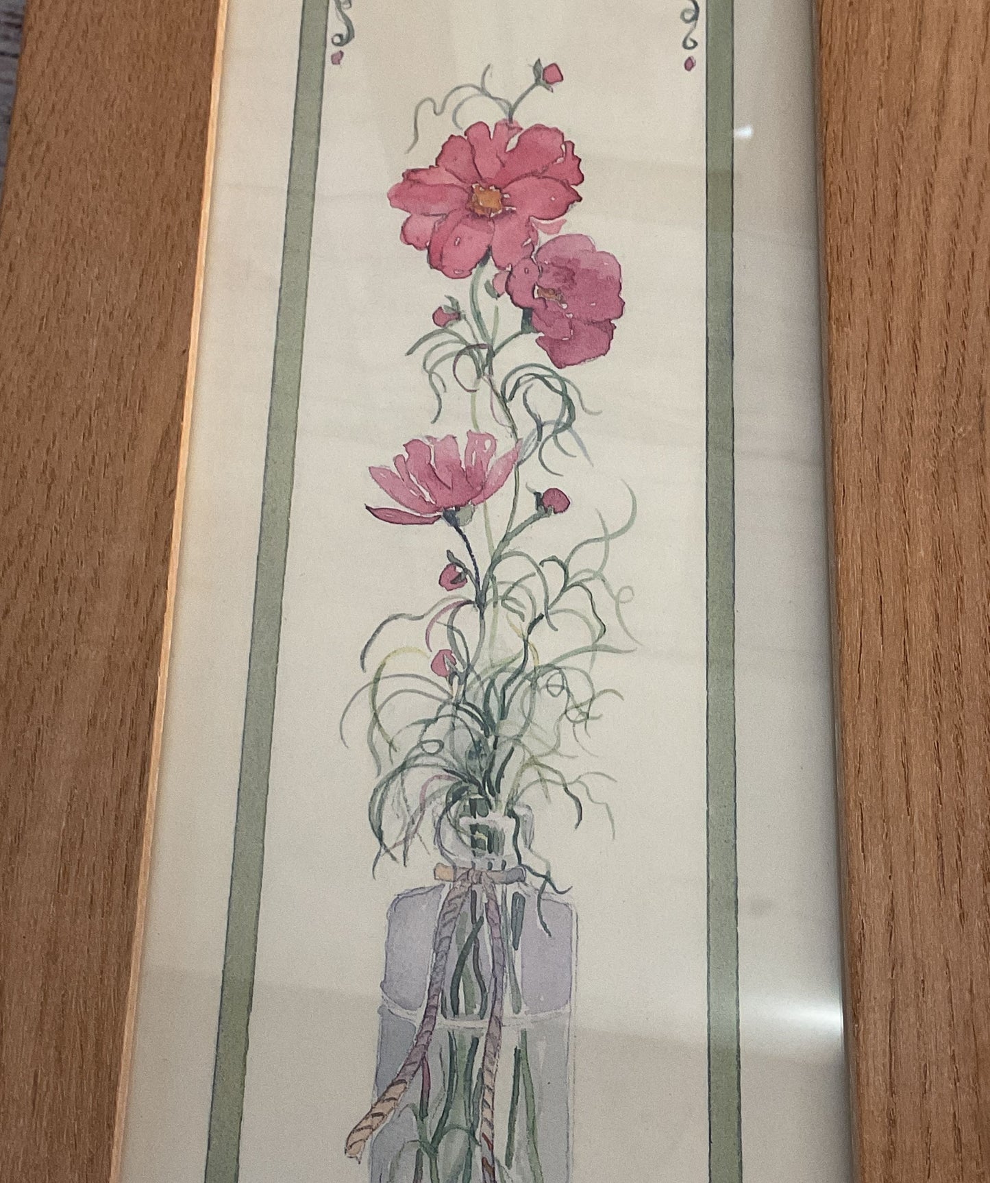 Cosmos & Gerbera Flowers in Jars Framed Print Signed by Sarah Malin