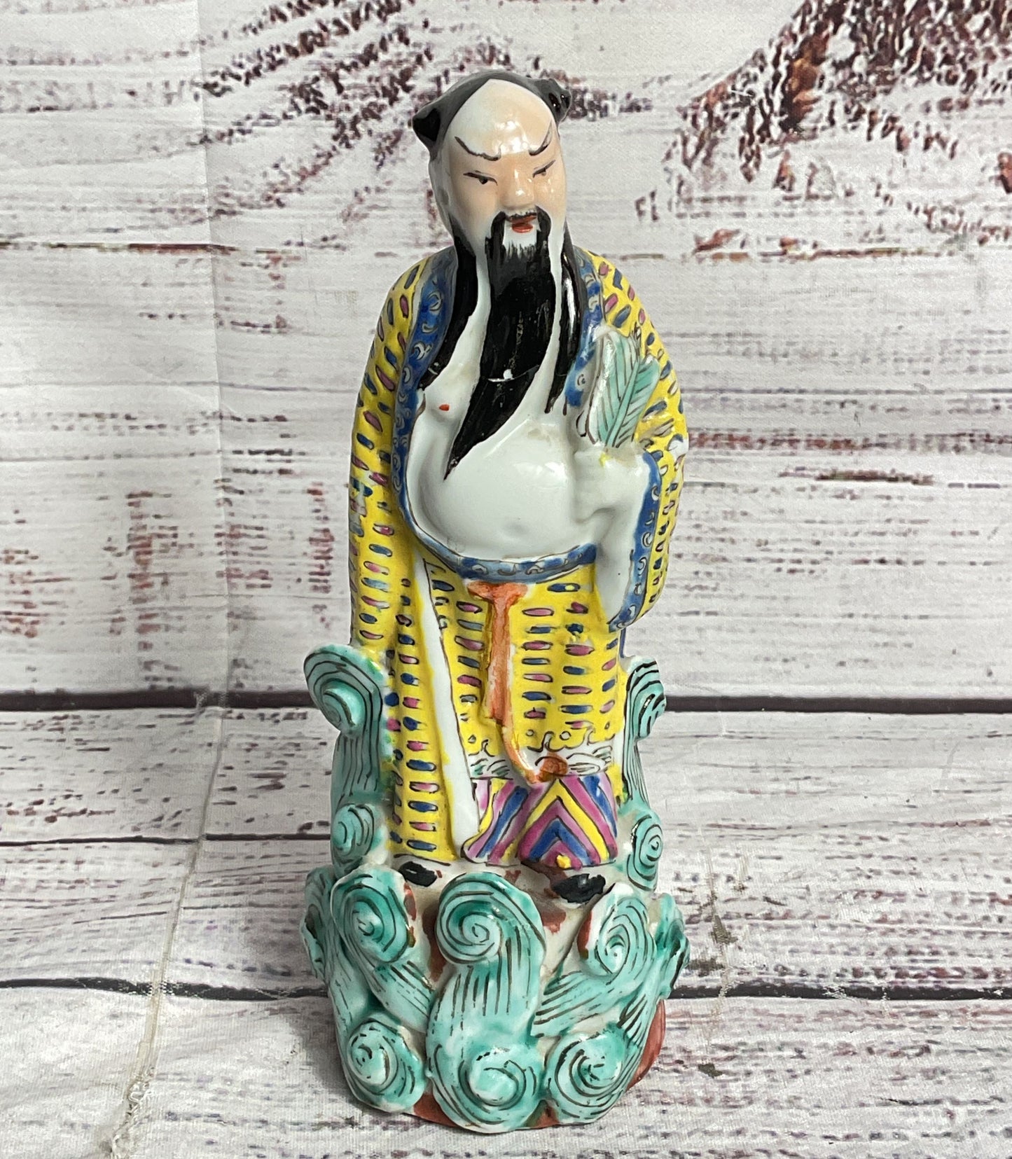 Chinese Vintage Famille Rose Han Zhong Li 6.5" Porcelain Figurine