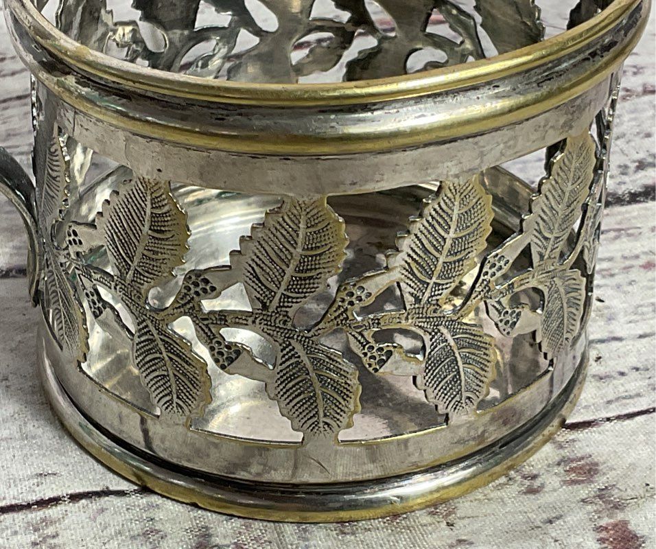 Buch Antique Russian 2.5" Podstakannik Tea Glass Holder Silver Plated