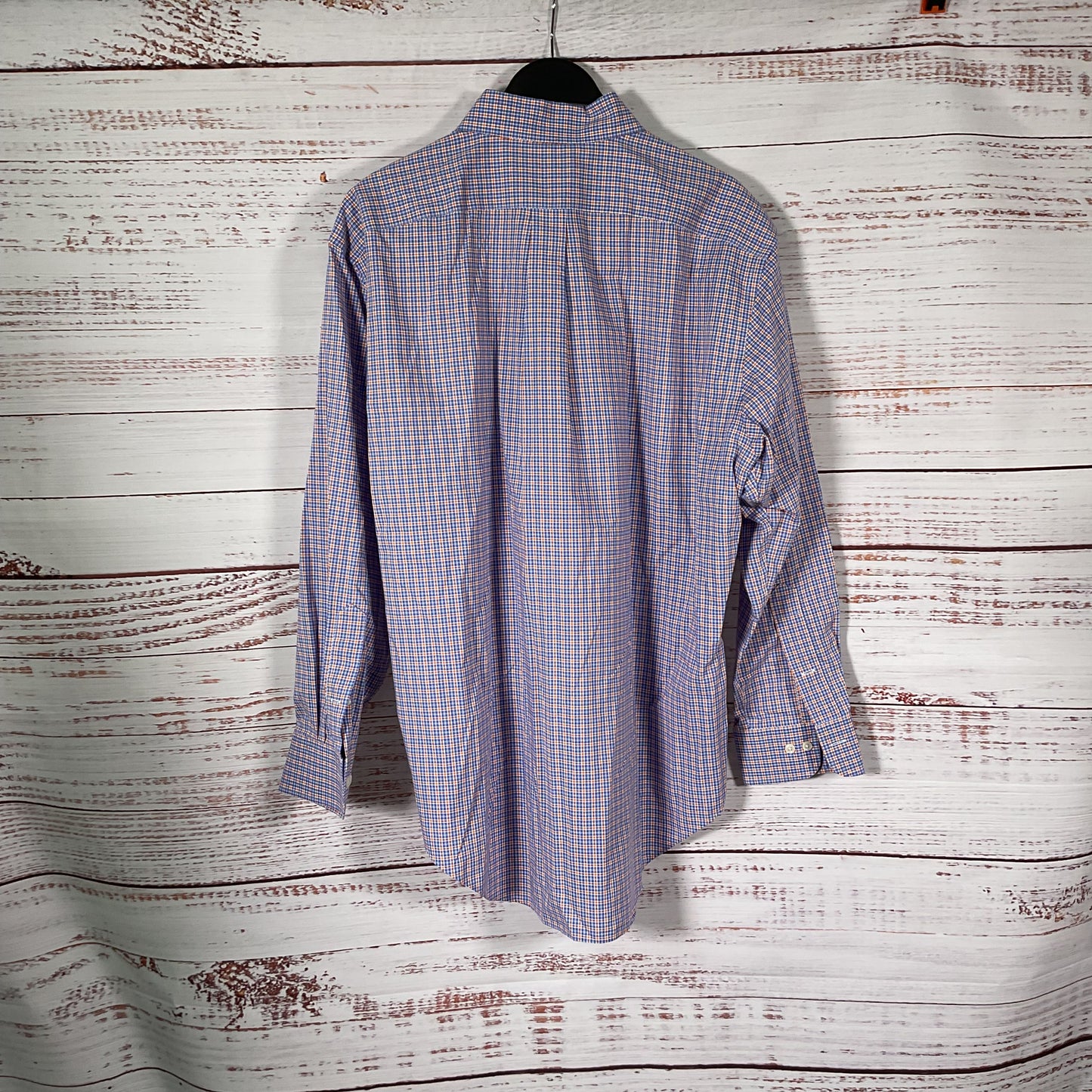 Ralph Lauren Blue Orange Plaid Button Down Long Sleeve Dress Shirt 16.5 32/33