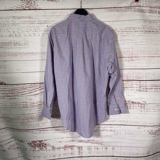 Ralph Lauren Blue Orange Plaid Button Down Long Sleeve Dress Shirt 16.5 32/33