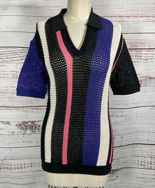 3.1 Phillip Lim Stripe Open Knit Polo Multicolor XS