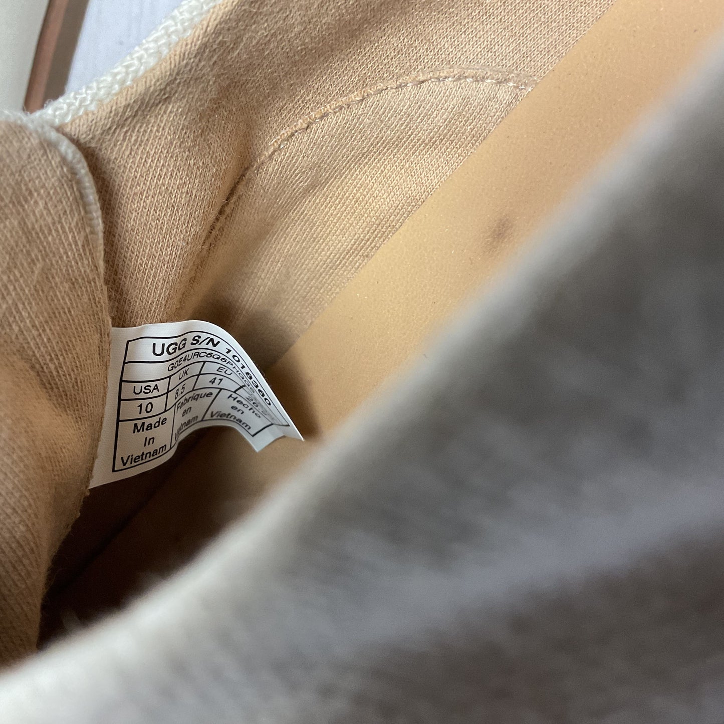 Ugg Nolita White Beige Nubuck Fabric Oxford Flat Women Size 10