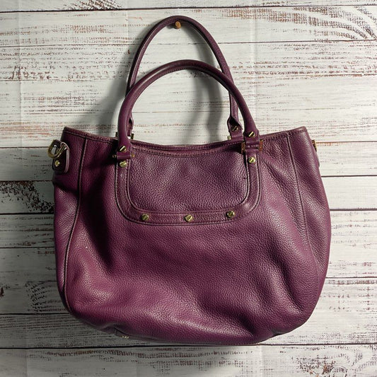 Tory Burch Amanda Hobo Bag Purple Pebbled Leather Tote Purse