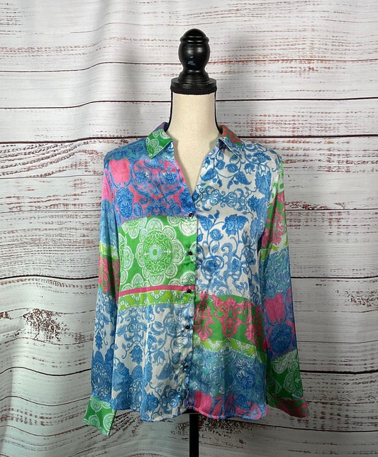 NWT Industry Republic Patchwork Print Long Sleeve Button-Down - Size Medium