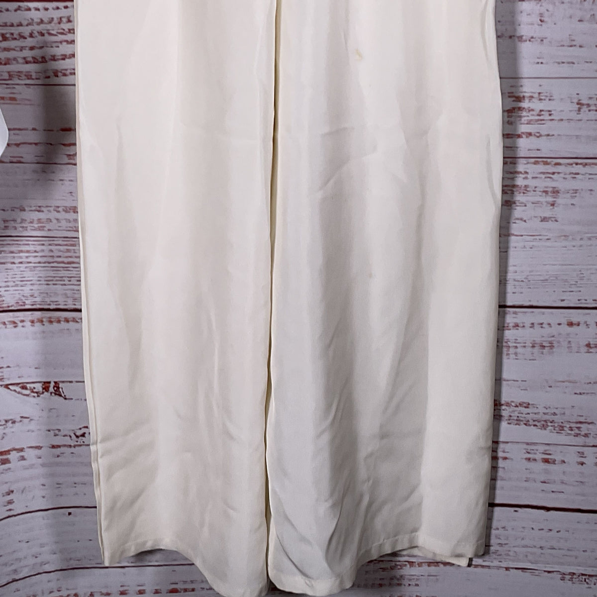 ROSETTA GETTY Elegant White Silk Blend Wide-Leg Pants with Open Side Slits- SZ 8