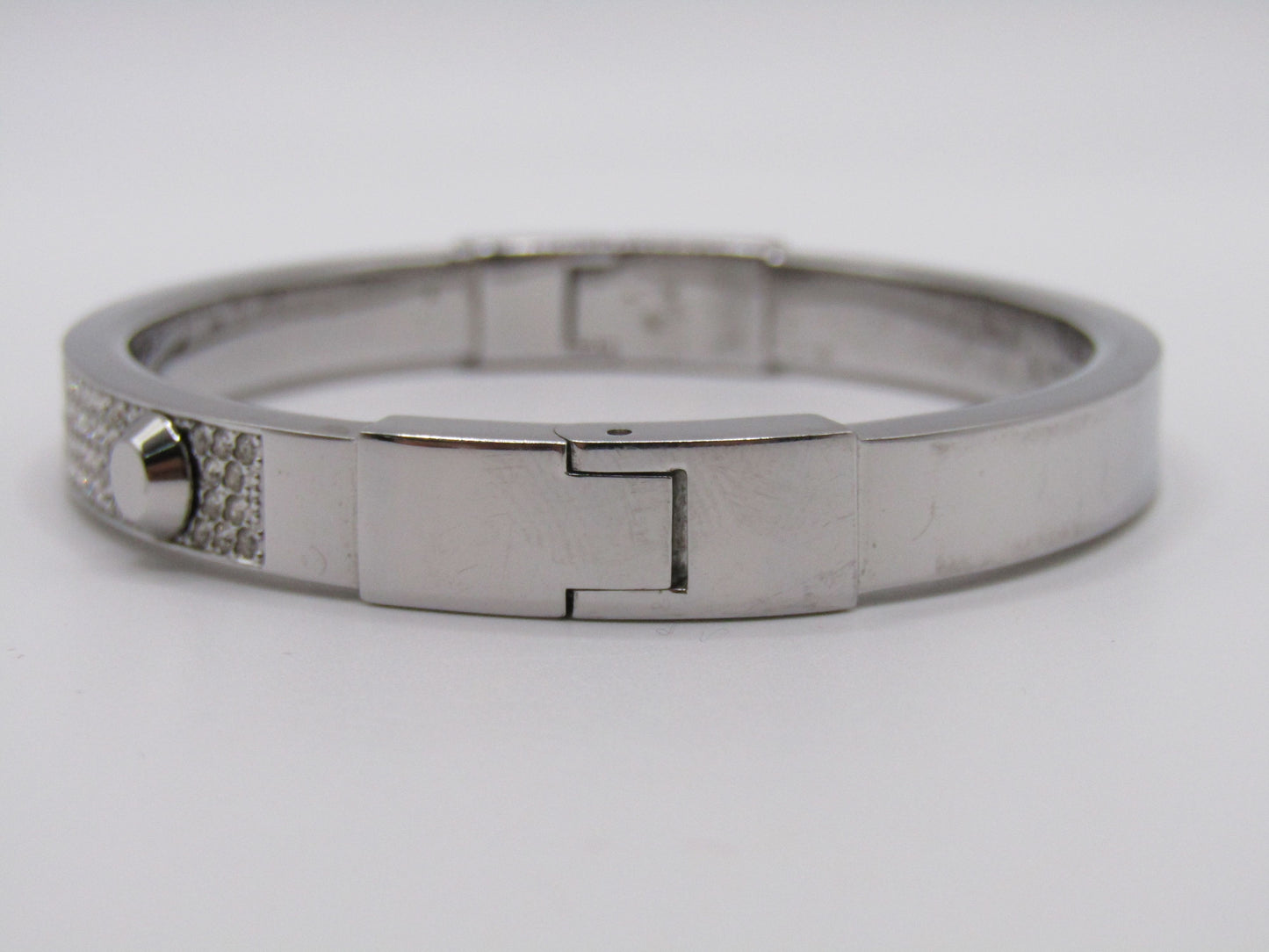 Michael Kors Astor Stud Silver Plated Crystal Pave Bangle Bracelet