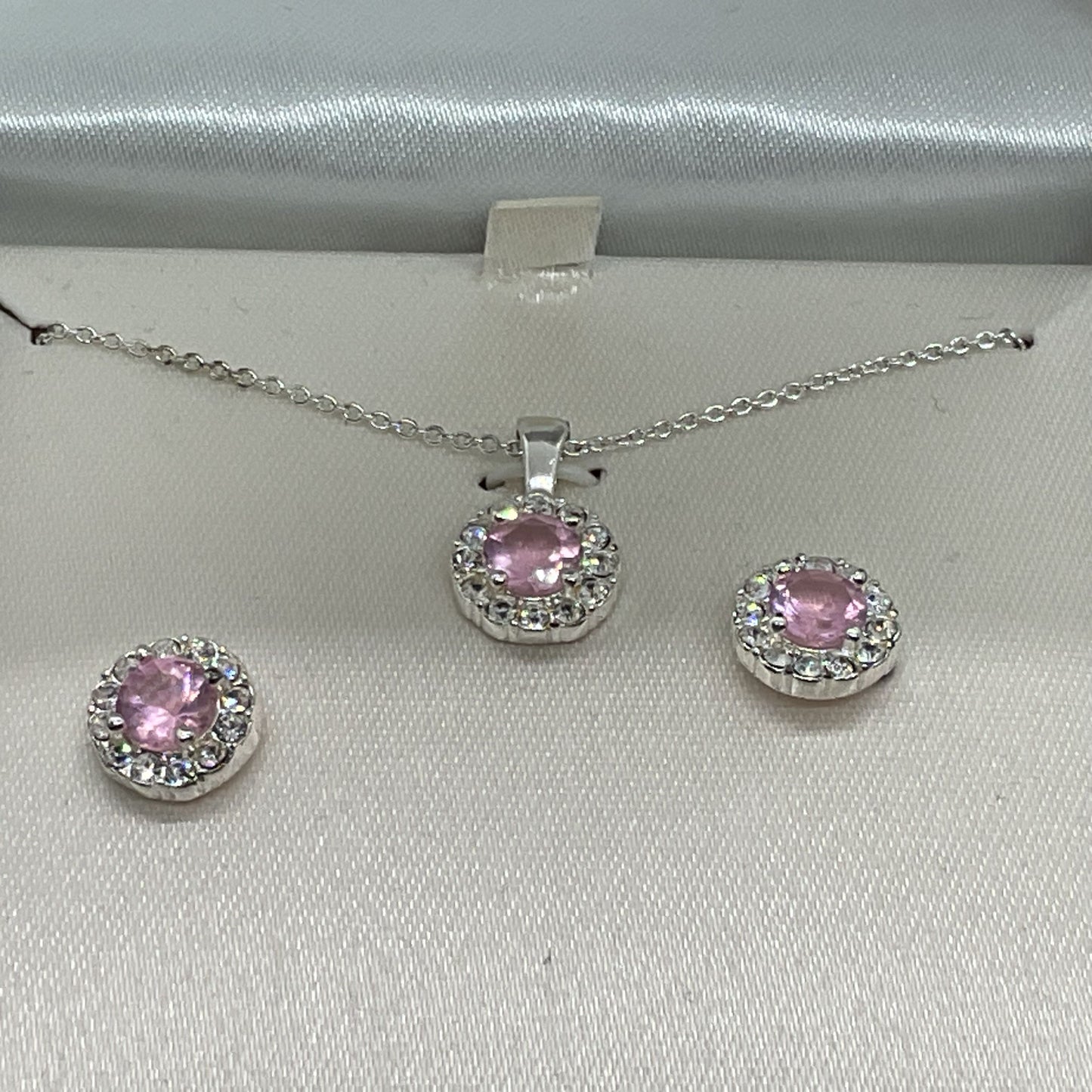 WORTHINGTON Silver Tone & Rhinestone Necklace & Earrings Set