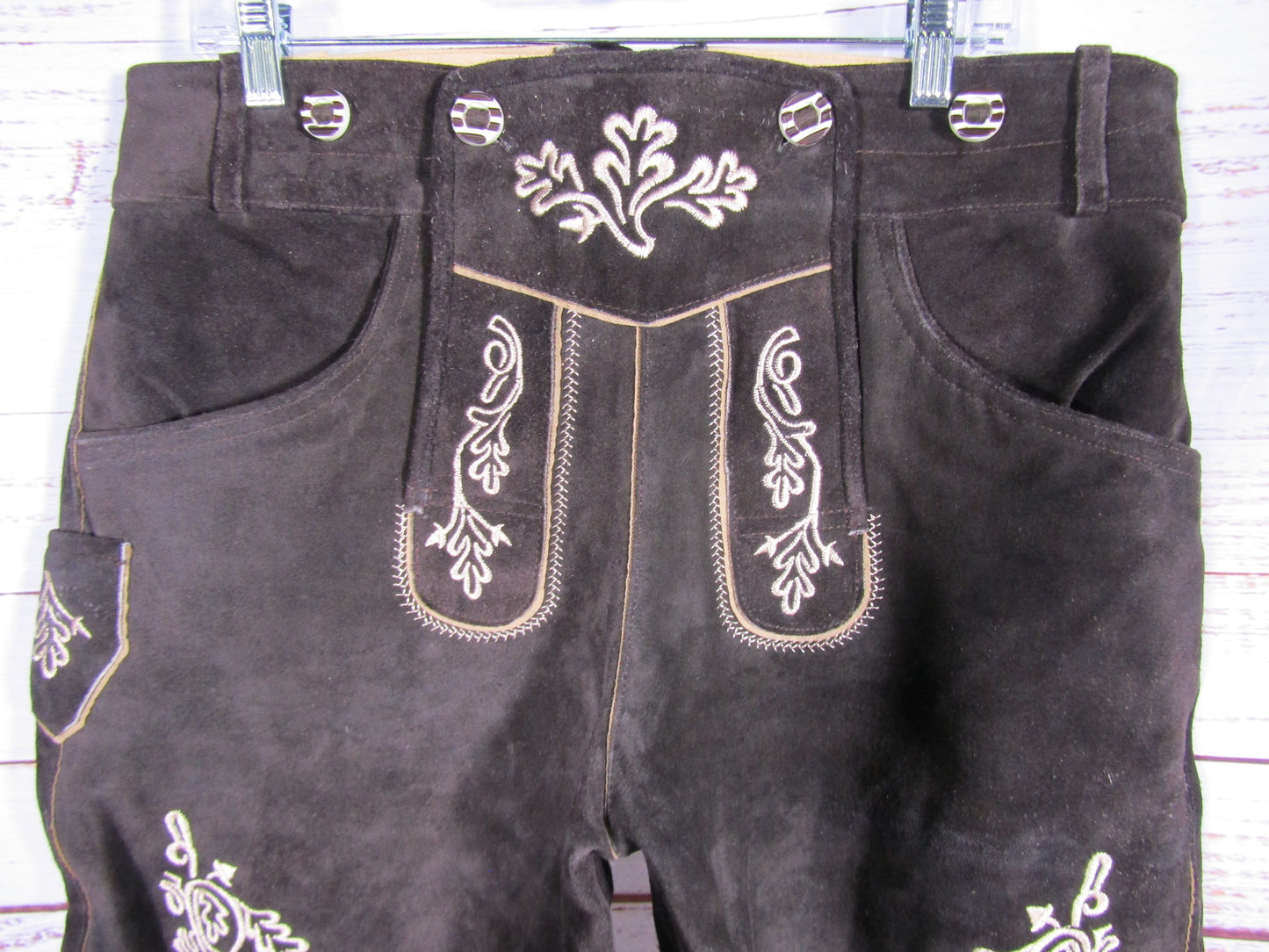 RideX Men's Brown Suede Lederhosen Shorts Size 32