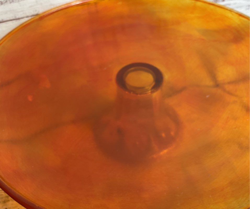 Vintage Hand Painted 13" Glass Cake Tray Tangerine