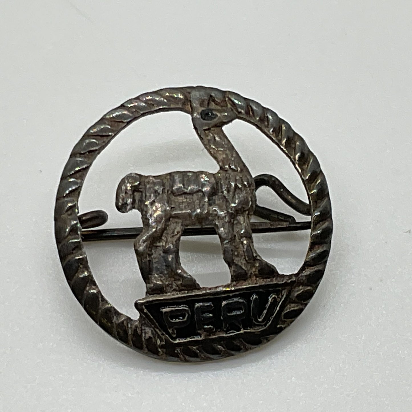 VTG./ANTIQUE PERU Sterling Silver Llama .75" Brooch/Pin- 1.71g