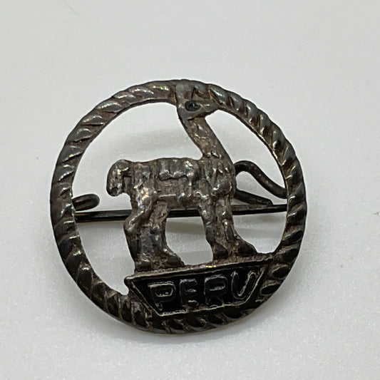 VTG./ANTIQUE PERU Sterling Silver Llama .75" Brooch/Pin- 1.71g