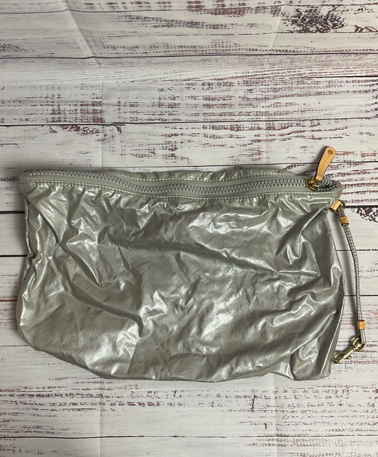 2 Piece MZ Wallace Sutton Deluxe Metallic Silver Quilted Tote & Toiletry Bag