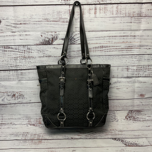Coach Black Jacquard Fabric Patent Leather F1182-18806E Gallery Tote Purse