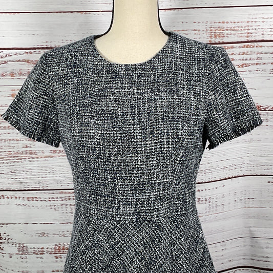 ELIZA J Women's Tweed Navy Blue White Dress- SZ 6