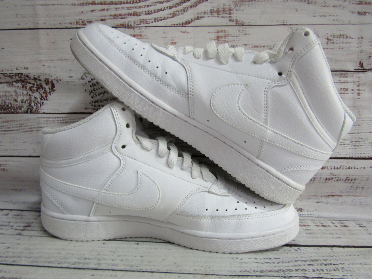 Nike Court Vision Men's White Leather Mid-Top Sneakers Size 8 CD5466-100