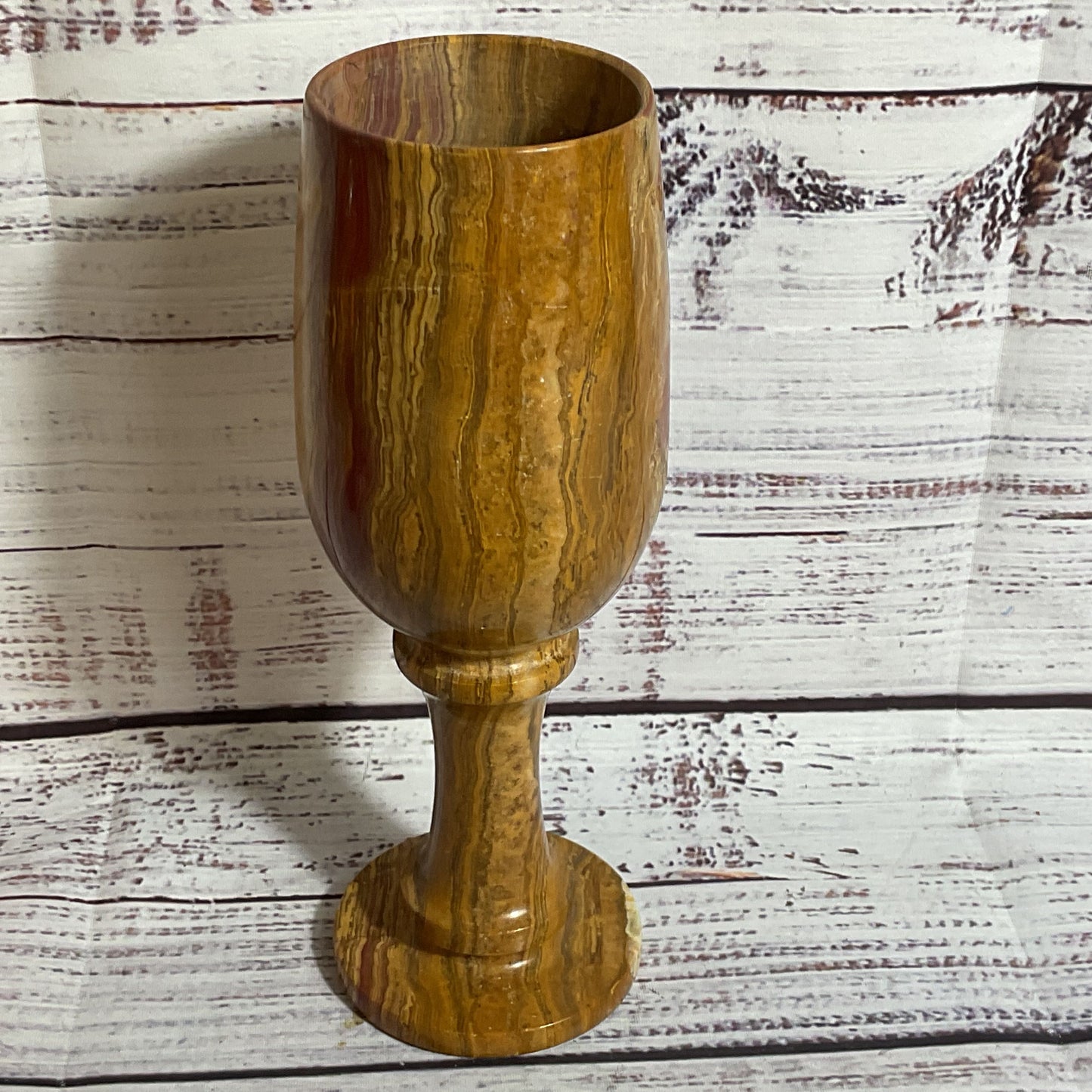 VTG. Marble Onyx 7.75" Stone Goblet