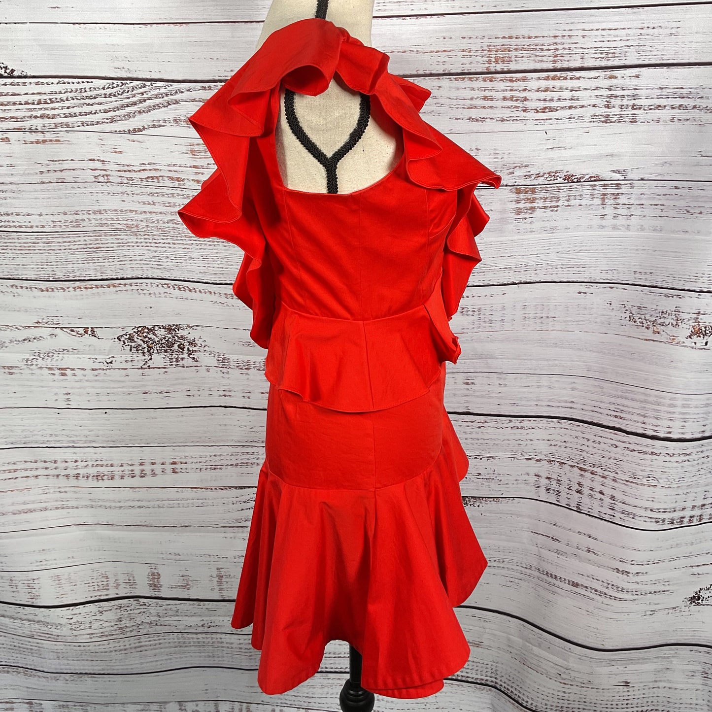 Rebecca Taylor Red Cotton Ruffle Short Dress - Size 0