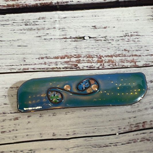 VTG. Japan Copper Enamel Modernist Brooch- 3.25"