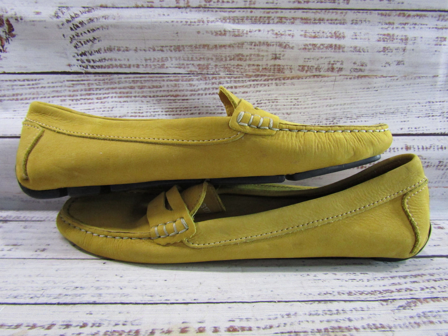 Massimo Matteo Men's Yellow Suede Driving Penny Loafer Size 9.5