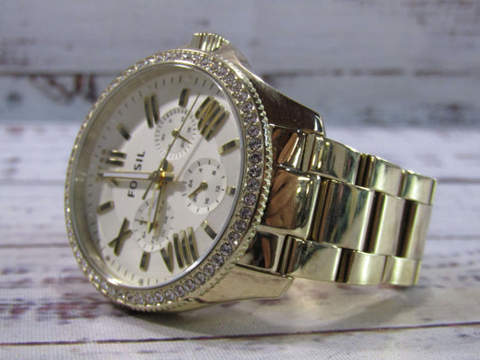 Fossil Cecile Women's Gold Tone Stainless Steel Quartz Chronograph Watch AM4482